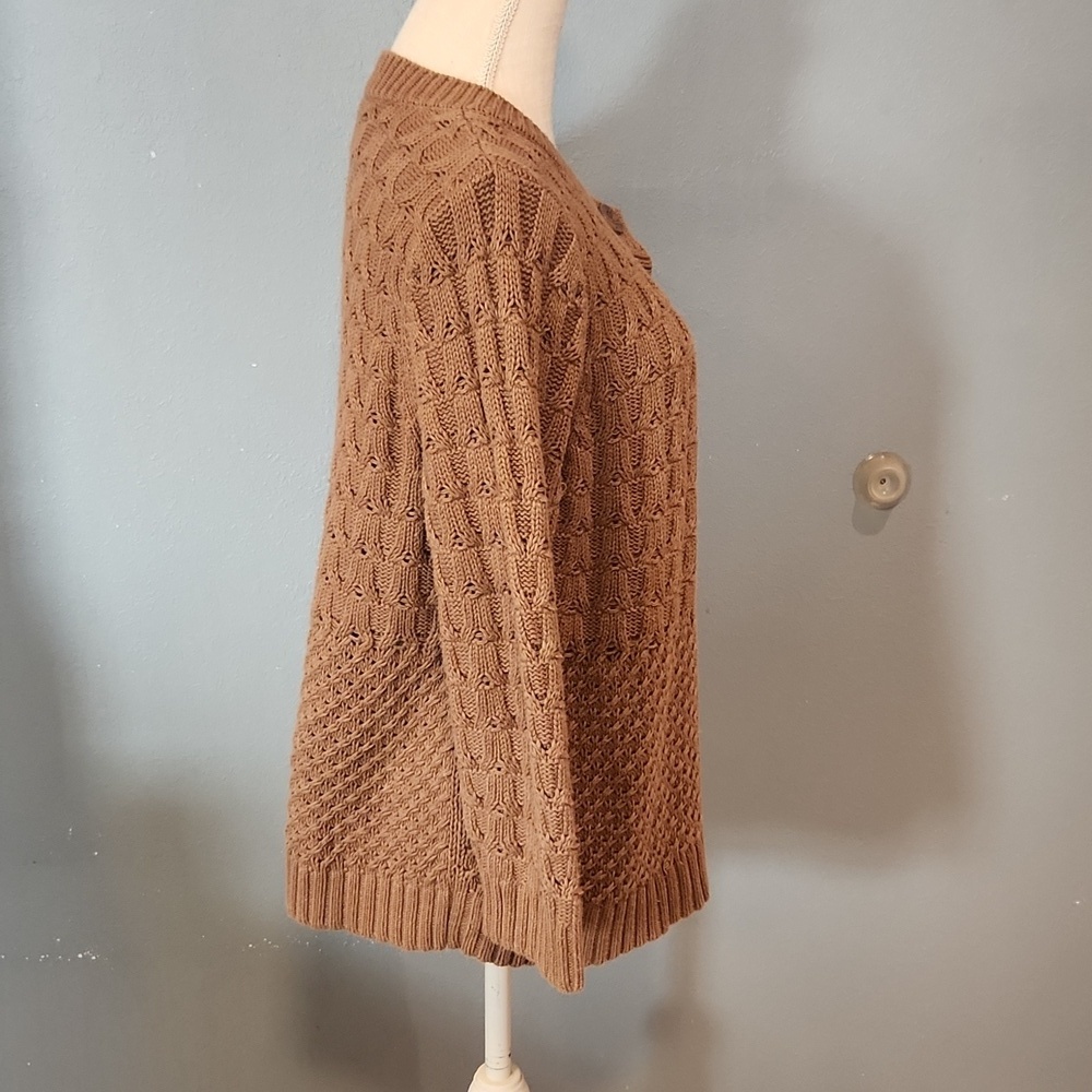 Croft & Borrow Cable Knit Chunky Cotton Blend One Button Cardigan Y2K Preppy - Picture 7 of 9